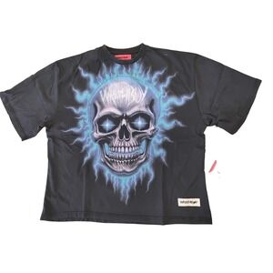 Wrathboy WB600 Skull City Graphic T-Shirt Black Oversized Streetwear Mens S